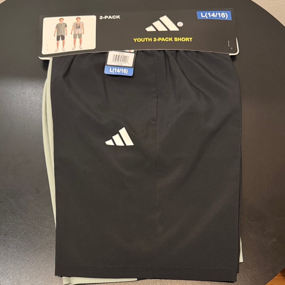 Adidas Youth 2-Pack Shorts Black and Olive Green